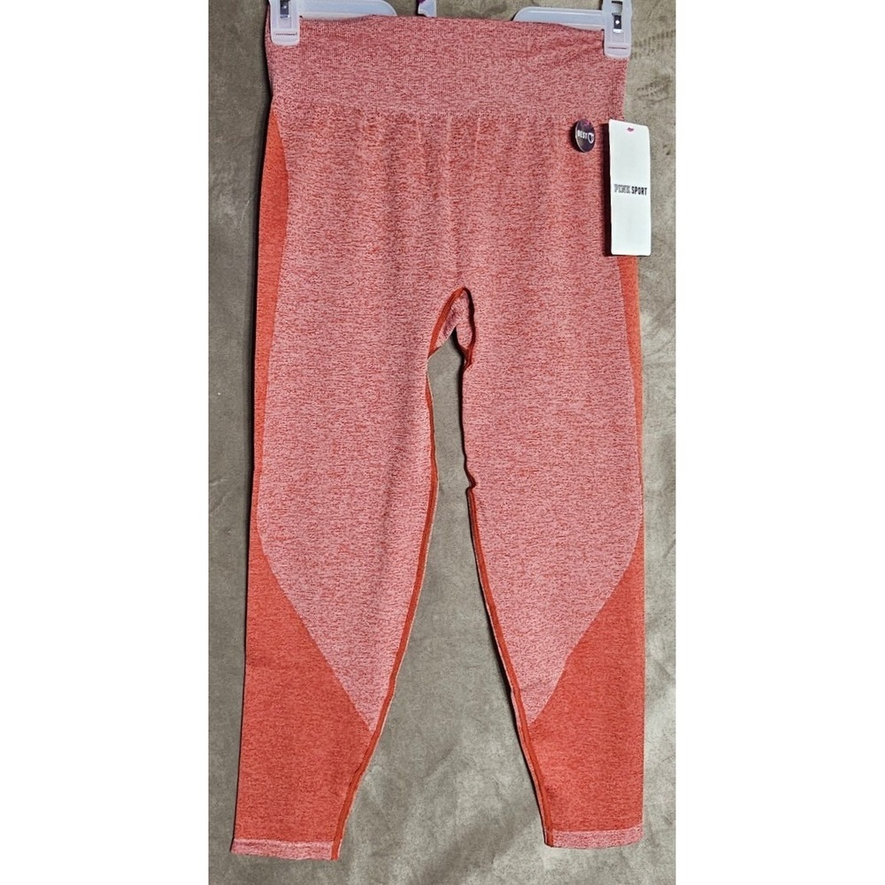 Victoria's Secret PINK Seamless Workout Tights Orange Marl High Waist Large NEW